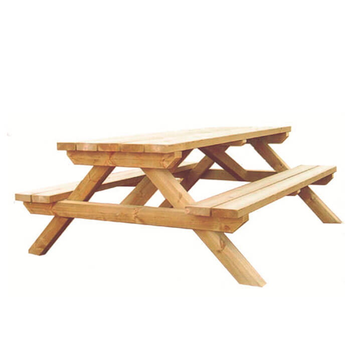 Mesa picnic madera tratada 160x155 con bancos - Lua Sports